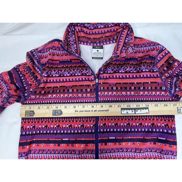 NIKE PRO Half Zip Womens Pull OverDri-Fit Geometric Sweatshirt Size LG Colorful - Picture 3 of 8